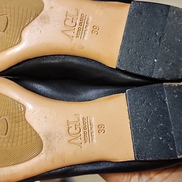 AGL BLACK MADE IN ITALY REAL LEATHER BALLET FLATS EUC EU39 - Picture 9 of 11